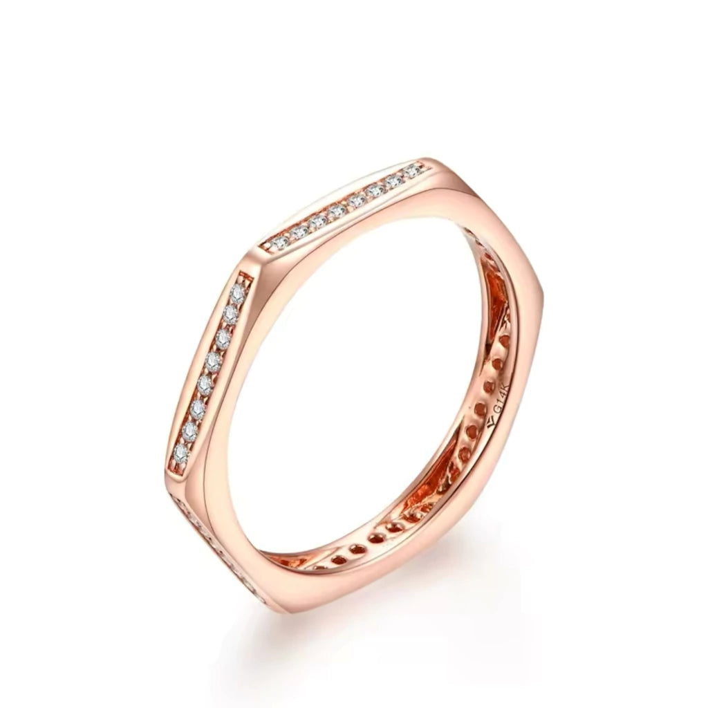 Aliança Moissanite Sextavada