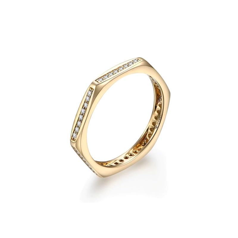 Aliança Moissanite Sextavada